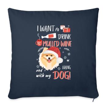 Spitz vin chaud Noël - Housse de coussin décorative 45 x 45 cm - bleu marine - Devant