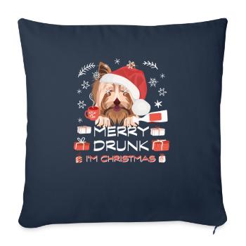 Marché de Noël Yorkshire Terrier - Housse de coussin décorative 45 x 45 cm - bleu marine - Devant