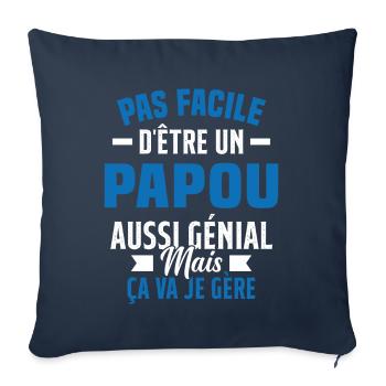 papou génial cadeau humour papou - Housse de coussin décorative 45 x 45 cm - bleu marine - Devant
