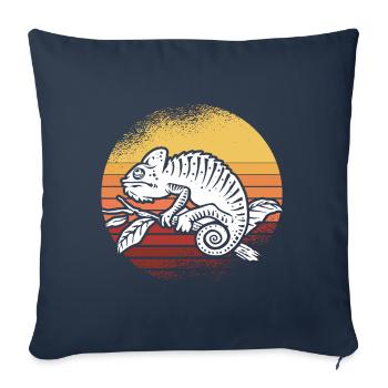 Lézard Reptile Herpétologie Herpétologiste Rétro Vin - Housse de coussin décorative 45 x 45 cm - bleu marine - Devant