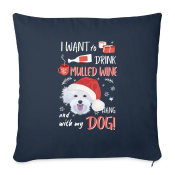 Vin chaud maltais Noël - Housse de coussin décorative 45 x 45 cm - bleu marine - Devant