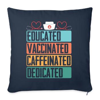 Formé vacciné caféiné malade - Housse de coussin décorative 45 x 45 cm - bleu marine - Devant