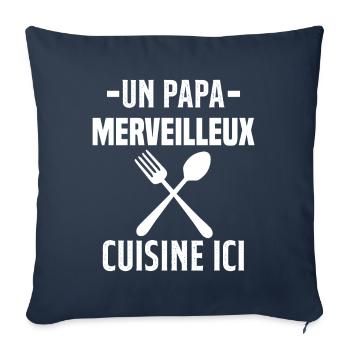 Un papa merveilleux cuisine ici - Housse de coussin décorative 45 x 45 cm - bleu marine - Devant