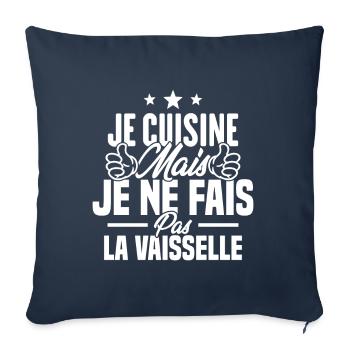 Je cuisine mais je ne fais pas la vaisselle humour - Housse de coussin décorative 45 x 45 cm - bleu marine - Devant