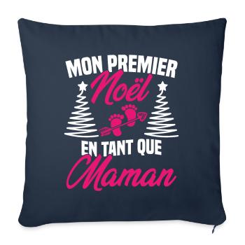 Mon Premier Noël en Tant que Maman - Housse de coussin décorative 45 x 45 cm - bleu marine - Devant