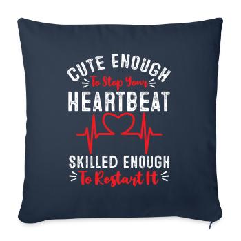 Cute enough to stop your heartbeat - Sofa pillowcase 17,3'' x 17,3'' (45 x 45 cm) - navy - Front