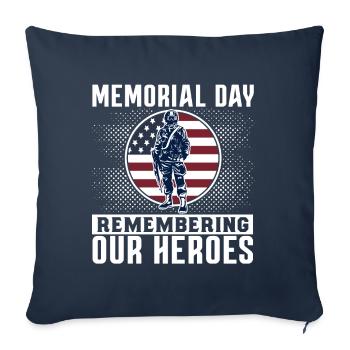 Memorial Day commémorant nos héros USA Amérique - Housse de coussin décorative 45 x 45 cm - bleu marine - Devant