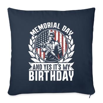 Memorial Day Anniversaire États-Unis Drapeau américain M - Housse de coussin décorative 45 x 45 cm - bleu marine - Devant