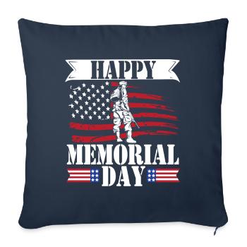 Controverse sur le drapeau américain du Happy Memorial Day - Housse de coussin décorative 45 x 45 cm - bleu marine - Devant