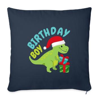 Noël Décembre Dinosaure Anniversaire - Housse de coussin décorative 45 x 45 cm - bleu marine - Devant