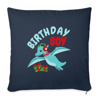 Noël Décembre Dinosaure Anniversaire - Housse de coussin décorative 45 x 45 cm - bleu marine - Devant