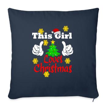 CETTE FILLE AIME NOËL - Noël Femmes - Housse de coussin décorative 45 x 45 cm - bleu marine - Devant