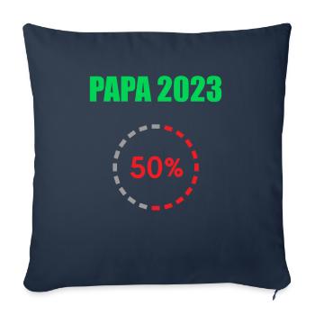 Papa 2023 Chargement de la paternité Devenir papa - Housse de coussin décorative 45 x 45 cm - bleu marine - Devant