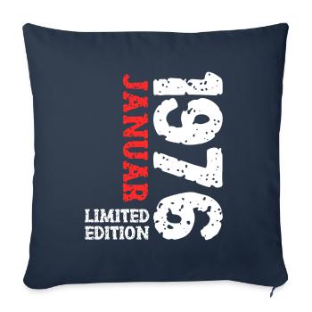 1976 janvier édition limitée déco tenue d’anniversaire - Housse de coussin décorative 45 x 45 cm - bleu marine - Devant