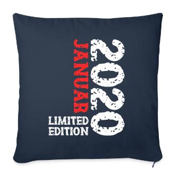 Cadeau d’anniversaire en édition limitée de janvier 2020 - Housse de coussin décorative 45 x 45 cm - bleu marine - Devant