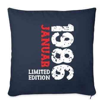 1986 janvier édition limitée déco tenue d’anniversaire - Housse de coussin décorative 45 x 45 cm - bleu marine - Devant