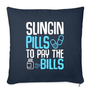 Pilules Slingin pour payer les factures pharmacien pharmacie - Housse de coussin décorative 45 x 45 cm - bleu marine - Devant