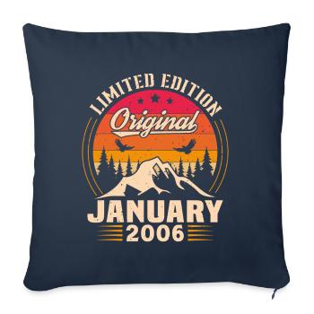 Cadeau D'anniversaire Nées En Janvier 2006 - Housse de coussin décorative 45 x 45 cm - bleu marine - Devant