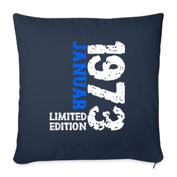 1973 janvier édition limitée déco tenue d’anniversaire - Housse de coussin décorative 45 x 45 cm - bleu marine - Devant
