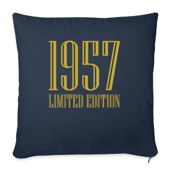 1957 édition limitée anniversaire cadeau femme mari - Housse de coussin décorative 45 x 45 cm - bleu marine - Devant