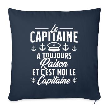 Le Capitaine A Toujours Raison C'est Moi Capitaine - Housse de coussin décorative 45 x 45 cm - bleu marine - Devant