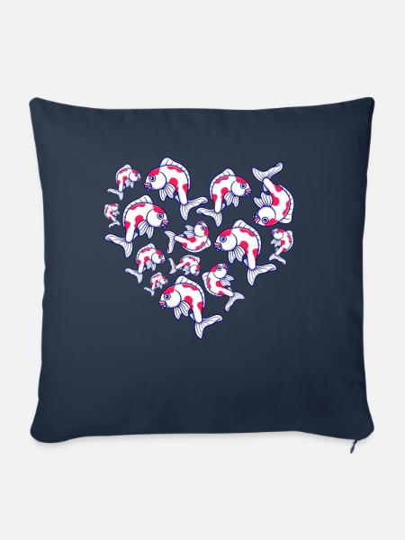 Herz Koi - Sofakissenbezug 45 x 45 cm - Navy