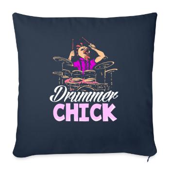 Drums Drummer Girl Gift - Housse de coussin décorative 45 x 45 cm - bleu marine - Devant