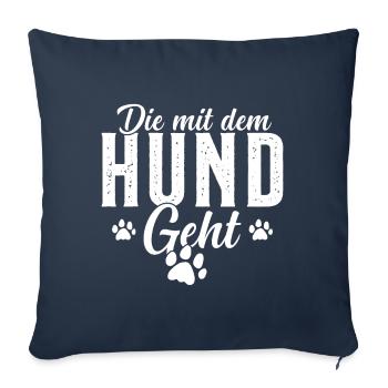 Celui qui se promène avec le chien Chiens Maman - Housse de coussin décorative 45 x 45 cm - bleu marine - Devant