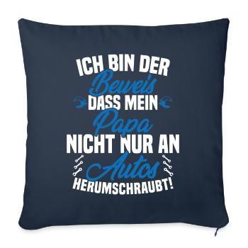 Je suis la preuve que papa ne se soucie pas seulement des voitures - Housse de coussin décorative 45 x 45 cm - bleu marine - Devant