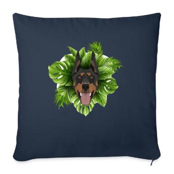 Tropical Doberman - Sofa pillowcase 17,3'' x 17,3'' (45 x 45 cm) - navy - Front
