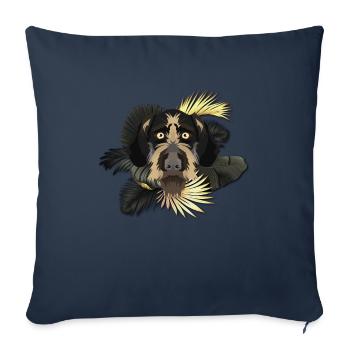 Golden Dog allemand Wirehair - Housse de coussin décorative 45 x 45 cm - bleu marine - Devant