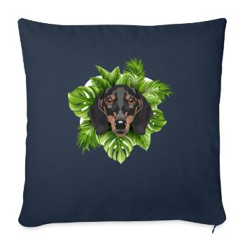 Tropical Dachshund - Sofa pillowcase 17,3'' x 17,3'' (45 x 45 cm) - navy - Front