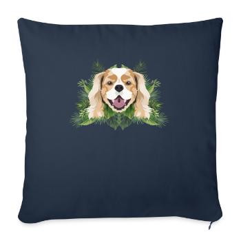 Tropical Cavalier King Charles Spaniel - Sofa pillowcase 17,3'' x 17,3'' (45 x 45 cm) - navy - Front