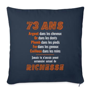73 Ans Anniversaire Drôle Idée Cadeau - Housse de coussin décorative 45 x 45 cm - bleu marine - Devant