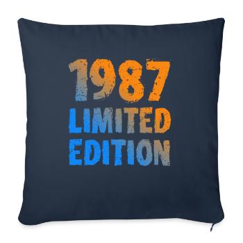 1987 édition limitée anniversaire cadeau femme mari - Housse de coussin décorative 45 x 45 cm - bleu marine - Devant