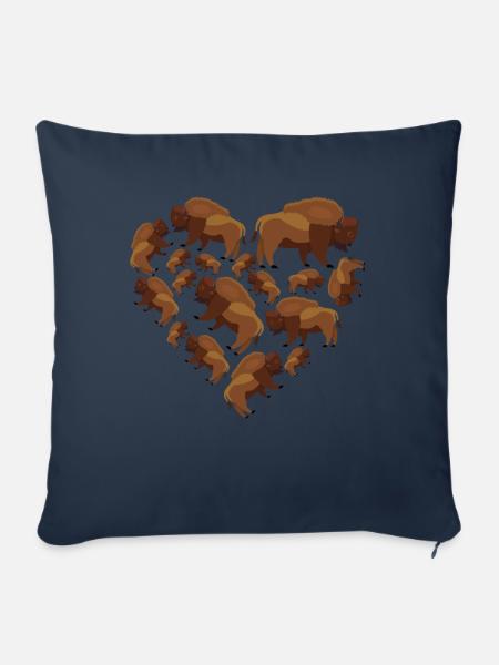 Herz Büffel - Sofakissenbezug 45 x 45 cm - Navy
