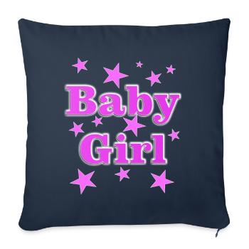 Conception de petite fille mignonne - Housse de coussin décorative 45 x 45 cm - bleu marine - Devant