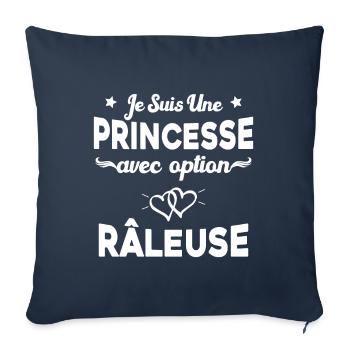je suis une princesse avec option râleuse femme - Housse de coussin décorative 45 x 45 cm - bleu marine - Devant