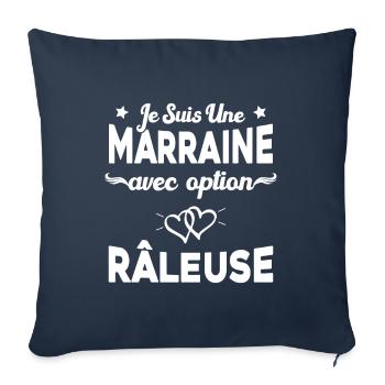 Femme je suis une marraine avec option râleuse - Housse de coussin décorative 45 x 45 cm - bleu marine - Devant