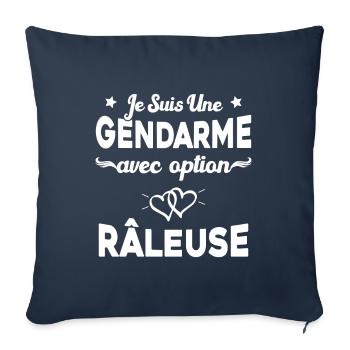 Femme je suis une gendarme avec option râleuse - Housse de coussin décorative 45 x 45 cm - bleu marine - Devant