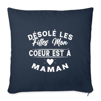 Désolé les Filles Mon Coeur est à Maman - Housse de coussin décorative 45 x 45 cm - bleu marine - Devant