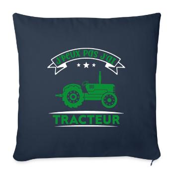 J'peux pas j'ai tracteur - Housse de coussin décorative 45 x 45 cm - bleu marine - Devant