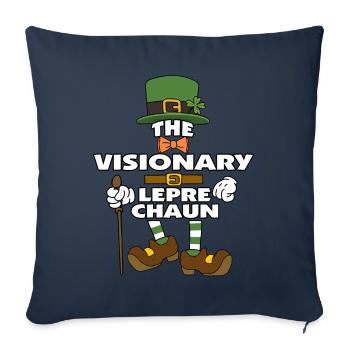 Le lutin visionnaire Saint-Patrick - Housse de coussin décorative 45 x 45 cm - bleu marine - Devant