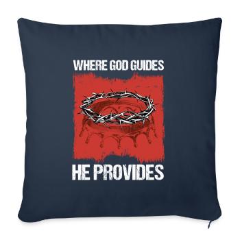 Where God Guides He Provides I Jesus Bible Verse - Sofa pillowcase 17,3'' x 17,3'' (45 x 45 cm) - navy - Front