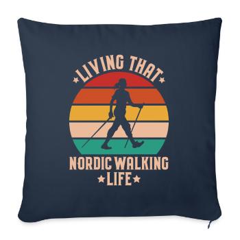 Marche nordique Marcheur nordique Walken nordique - Housse de coussin décorative 45 x 45 cm - bleu marine - Devant