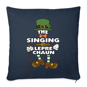 Le lutin chantant Saint-Patrick - Housse de coussin décorative 45 x 45 cm - bleu marine - Devant