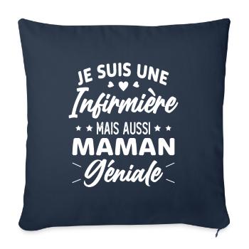 Je suis une infirmière et une maman géniale - Housse de coussin décorative 45 x 45 cm - bleu marine - Devant