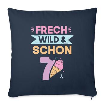 7 Jahre Geburtstag Junge Mädchen Eis essen - Sofakissenbezug 45 x 45 cm - Navy - Vorne