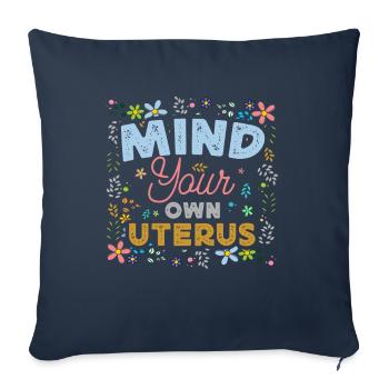 Utérus Flowers Autonomisation féministe - Housse de coussin décorative 45 x 45 cm - bleu marine - Devant