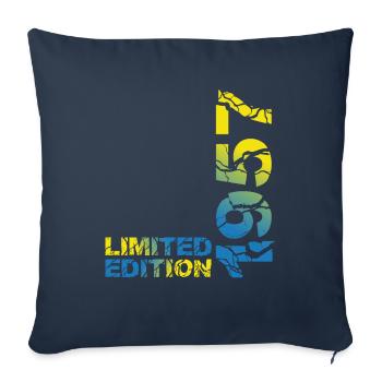 1957 édition limitée anniversaire cadeau femme mari - Housse de coussin décorative 45 x 45 cm - bleu marine - Devant